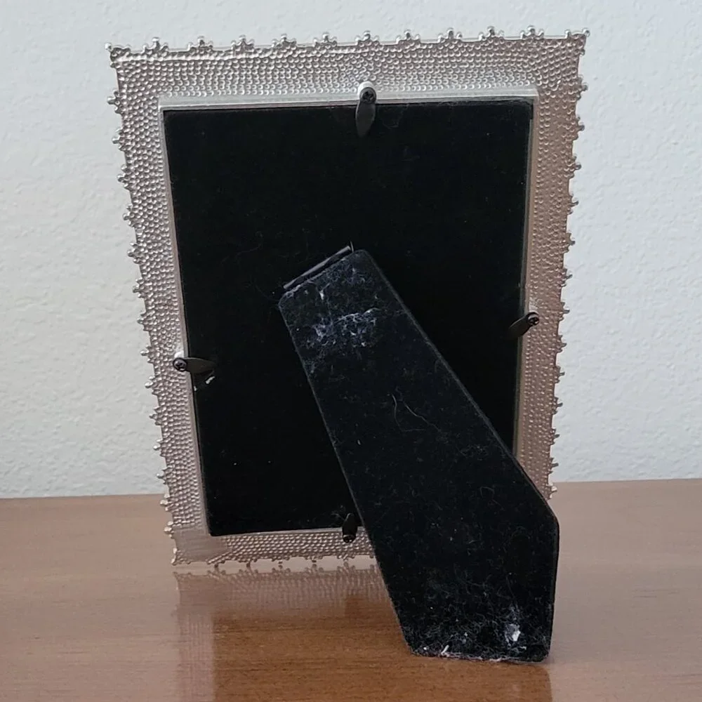 5x7 Pearl Embellished Picture Frame Cream Silver Wedding Cottage Chic Decor